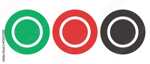 Green, red and black circle icon. Vectors representing success and correctness.