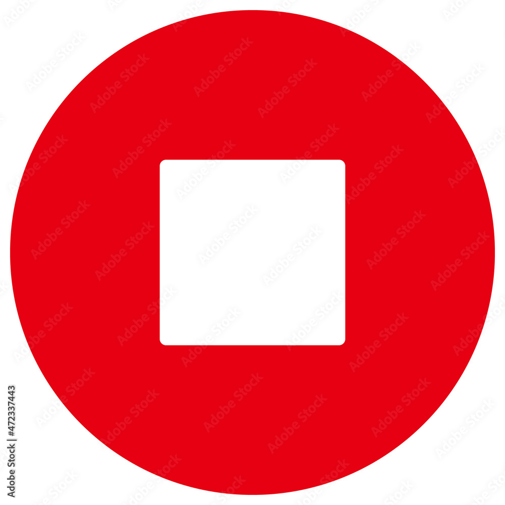 Round stop button icon in red. Vector. Round stop button icon in red. Vector.