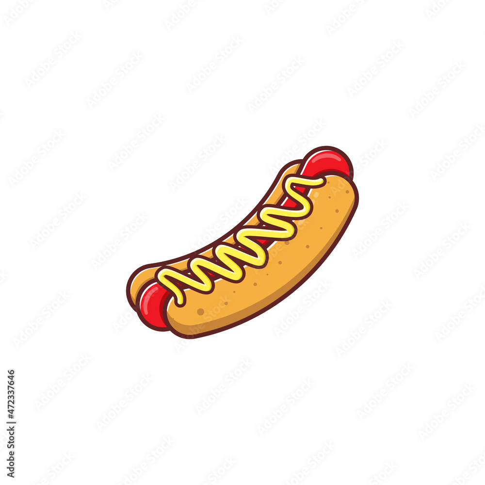 Hot dog cartoon style icon vector illustration Hot dog cartoon style icon vector illustration