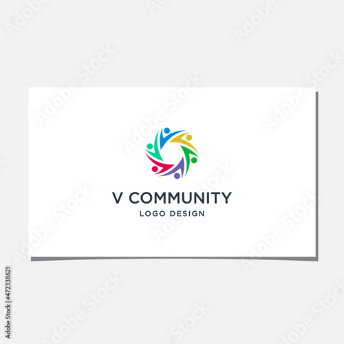 v community logo design vector