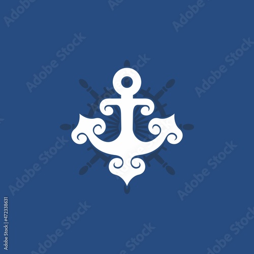 simple ship anchor and rudder logo. vector illustration for business logo or icon