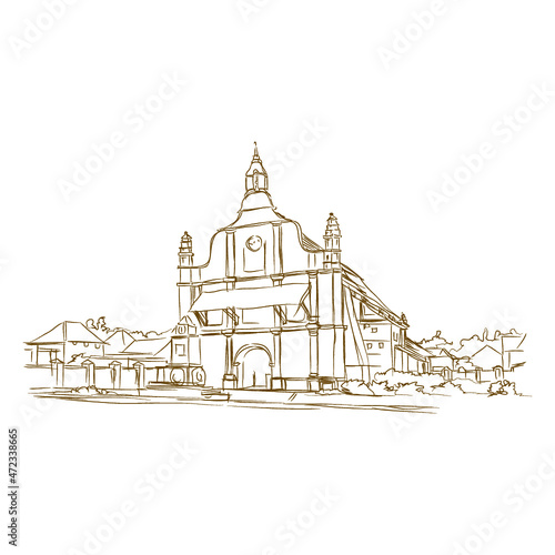 Fort Kochi's (Cochin) colonial historical streets and old architecture buildings.