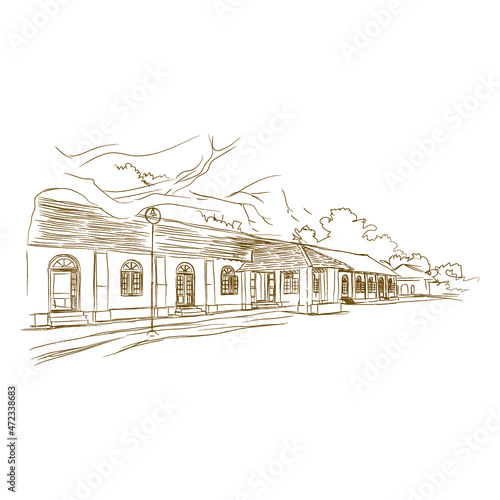 Fort Kochi's (Cochin) colonial historical streets and old architecture buildings.