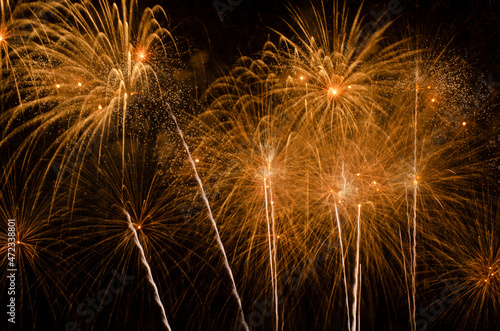 Amazing beautiful colorful fireworks display on celebration night