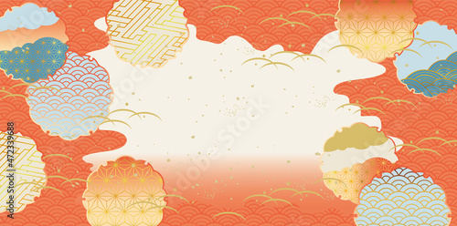 レトロな色調の和柄背景イラスト