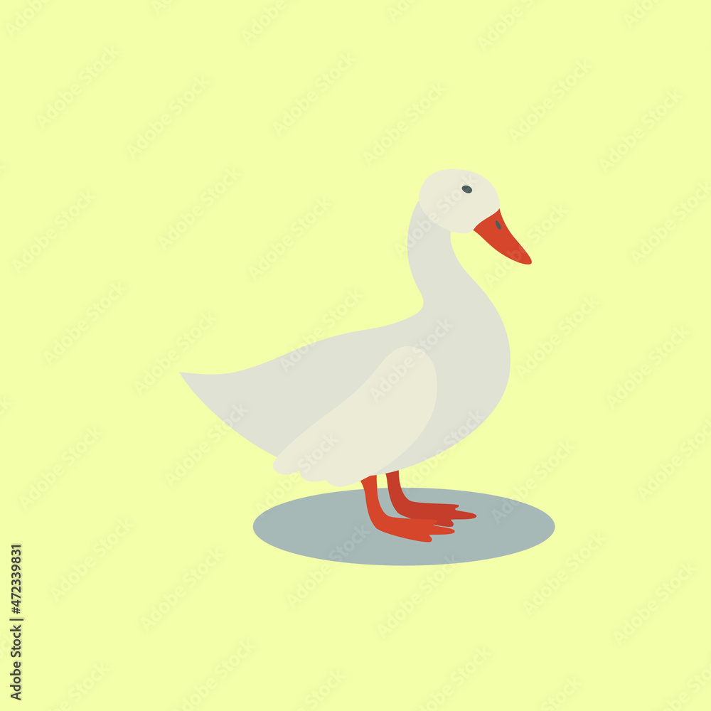 Obraz premium Duck Animal Cartoon Flat Vector