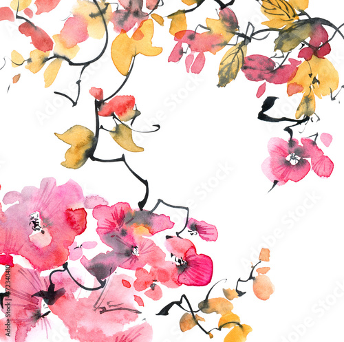 Watercolor blossom twig © ola_tarakanova