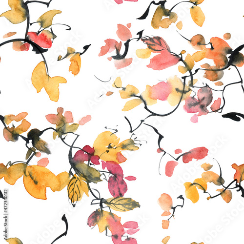 Watercolor foliate pattern © ola_tarakanova