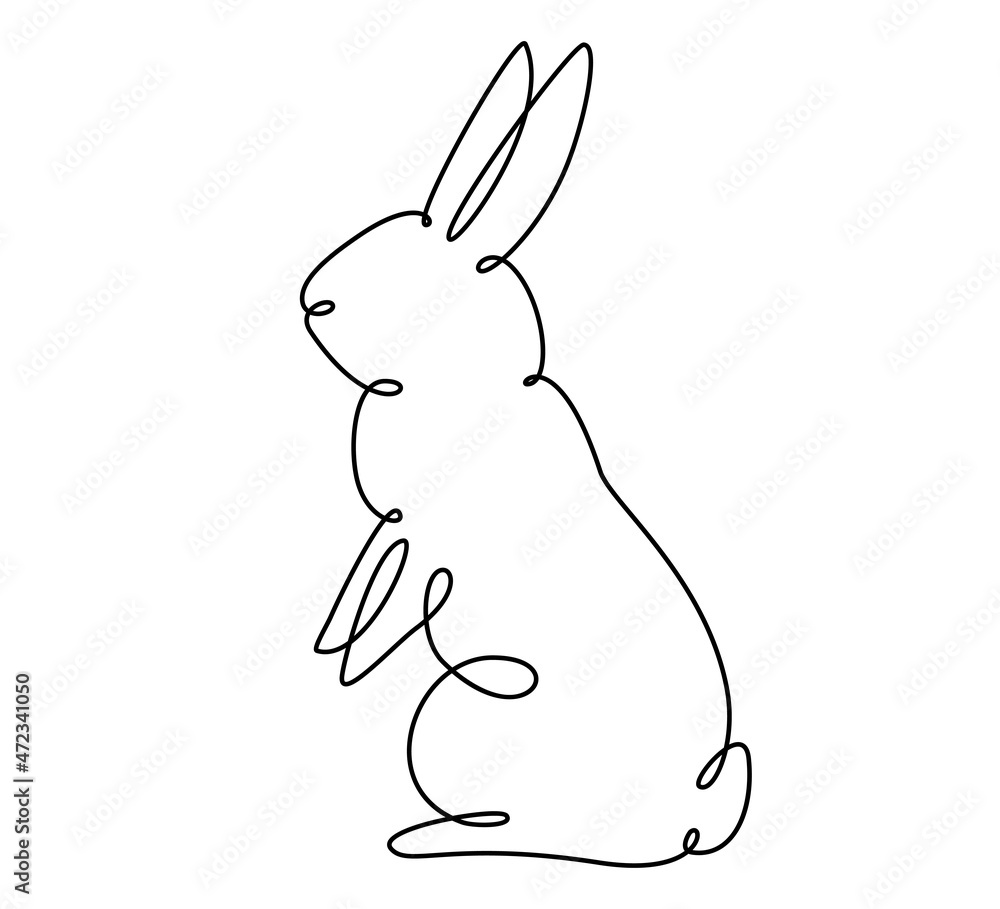 Easter bunny continuous one line drawing. Rabbit simple image. Minimalist vector illustration. Easter bunny continuous one line drawing. Rabbit simple image. Minimalist vector illustration.