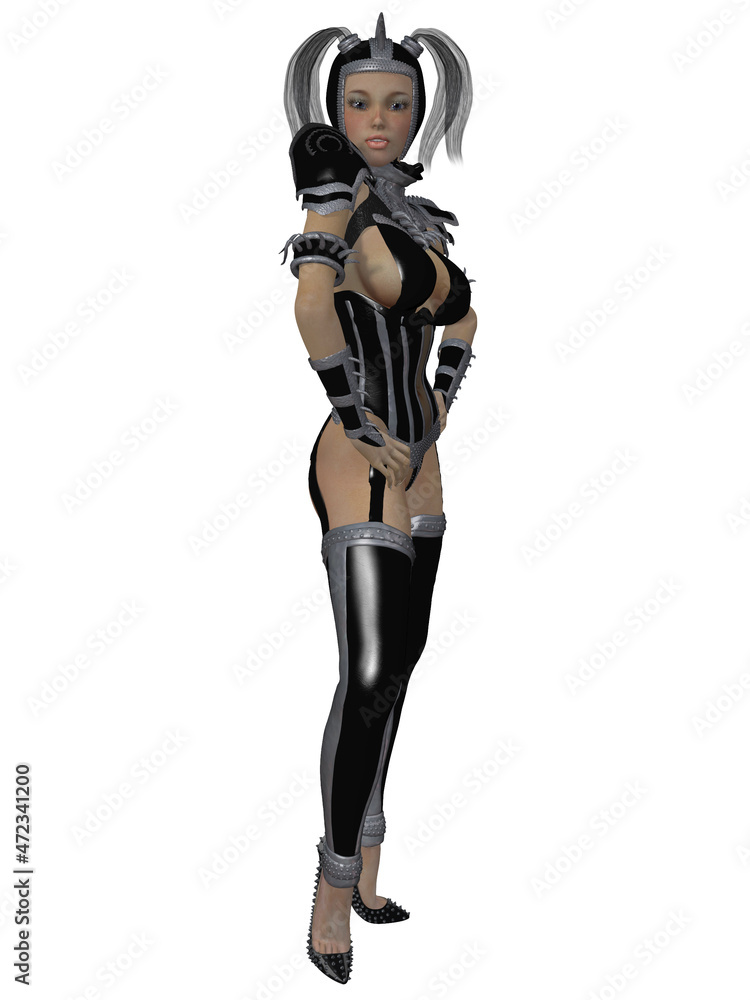 3d illustration of an sexy anime figure