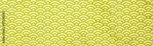 金色の和柄模様（青海波）のバナー背景素材