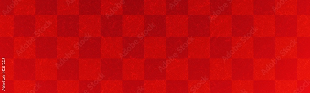 赤色の和柄模様（市松）のバナー背景素材
