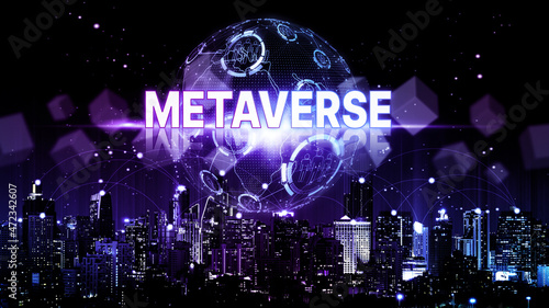 Metaverse world virtual reality technology concept. Internet of things (IoT). Futuristic business finance blockchain