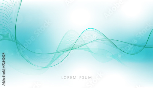 Abstract light illustration, isolated winding patterns in turquoise color