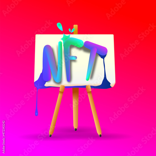 NFT art icon. nft digital drawing on canvas flat style isolated icon clip art vector illustration
