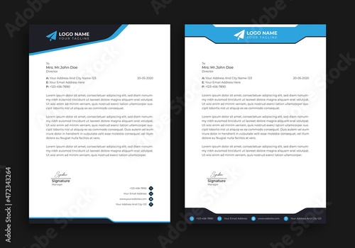 Corporate Letterhead Template Design. With Two Types Of Different Designs And Vector illustrations. And One Colors Variations