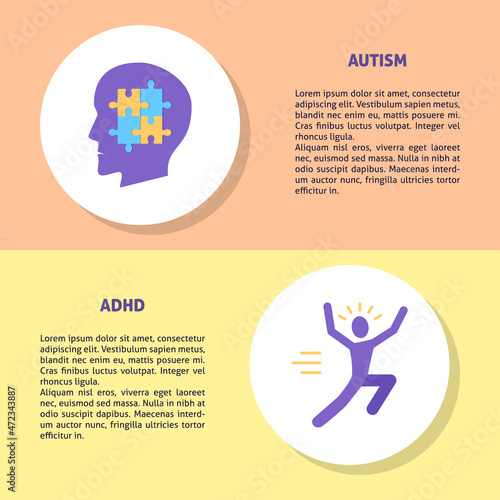 Autism and ADHD flyer templates with place for text