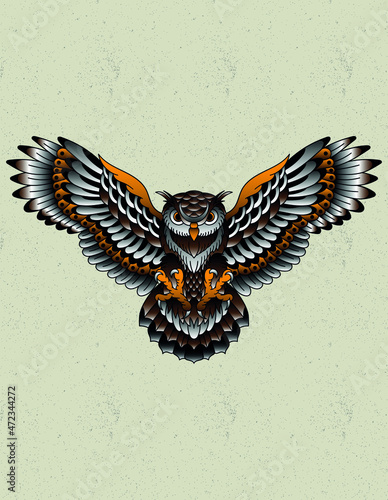 owl tattoo neo traditional