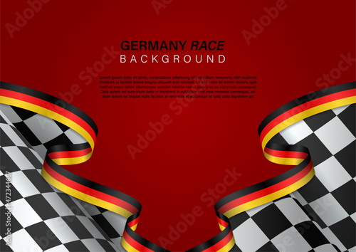 racing flag with Germany flag color ribbon, Vector Illustration