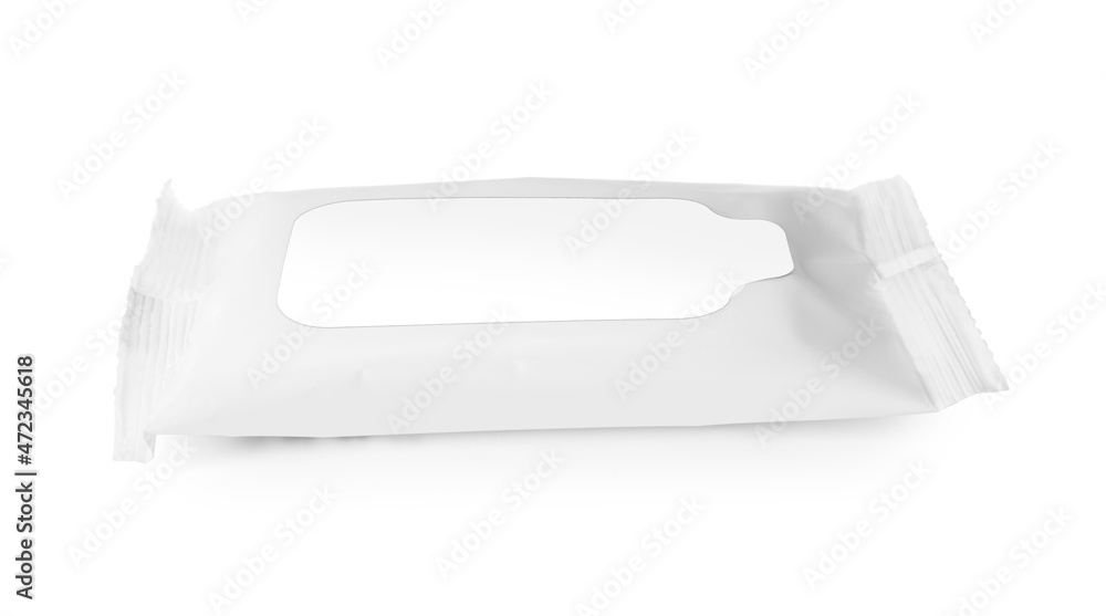 Wet wipes flow pack isolated on white Wet wipes flow pack isolated on white