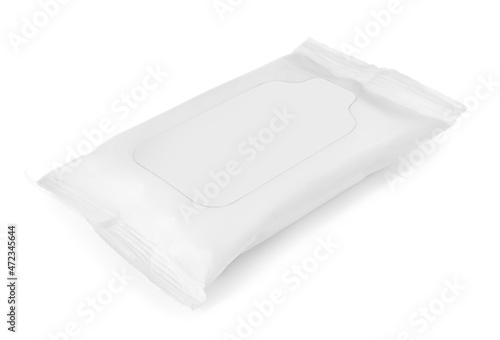 Wet wipes flow pack isolated on white
