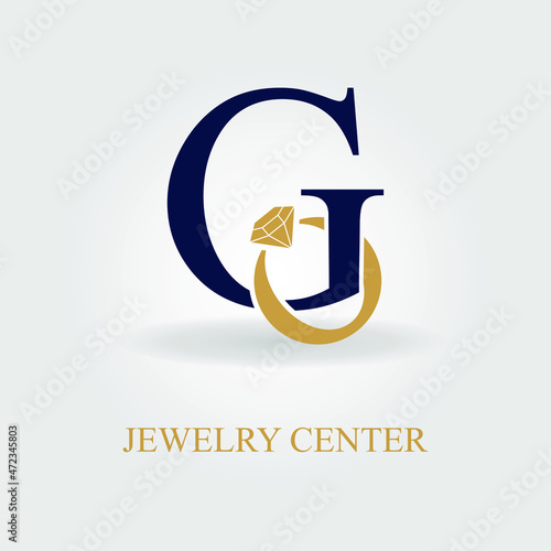 Modern Initial G Letter with Diamond Ring for Jewelry Accessories Business Logo Idea
