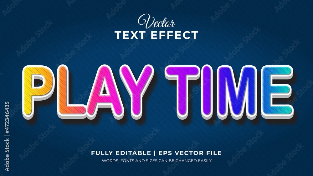 Play time colorful 3d editable text effect Play time colorful 3d editable text effect