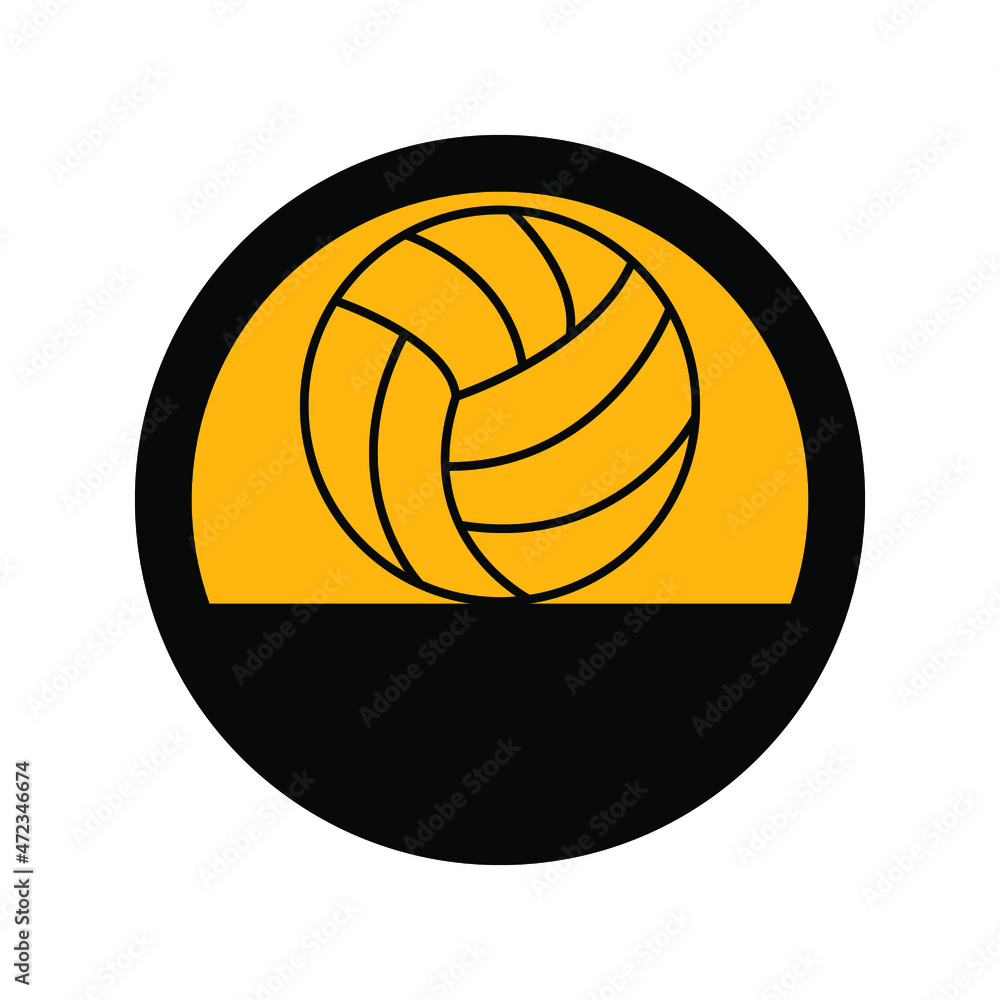 Volleyball ball, black and yellow colors, round sign for design on a white background, vector illustration Volleyball ball, black and yellow colors, round sign for design on a white background, vector illustration