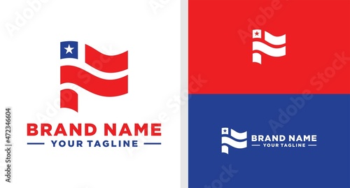 LETTER F LOGO FLAG NEGATIVE SPACE EDITABLE