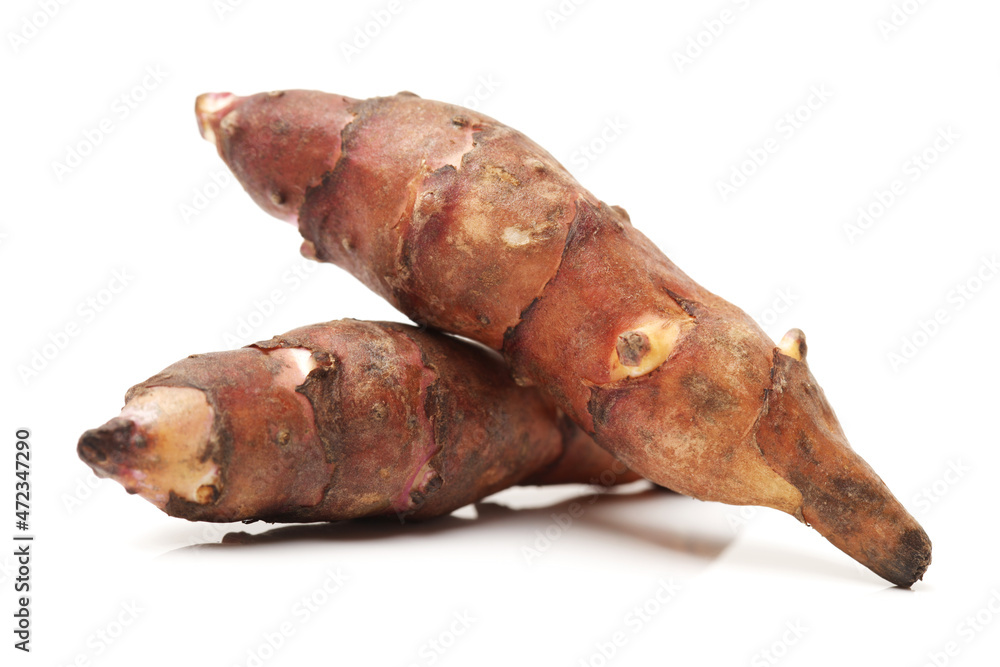 Jerusalem artichoke on a white background Jerusalem artichoke on a white background