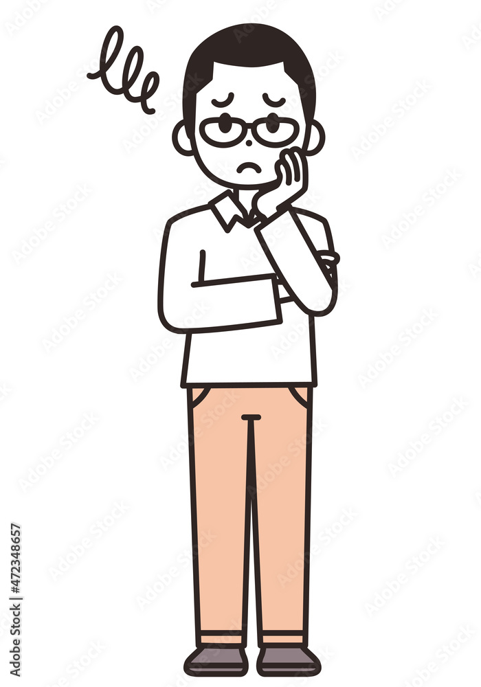 困った顔で腕組みをしている若い男性のイラスト素材 Stock Vector Adobe Stock
