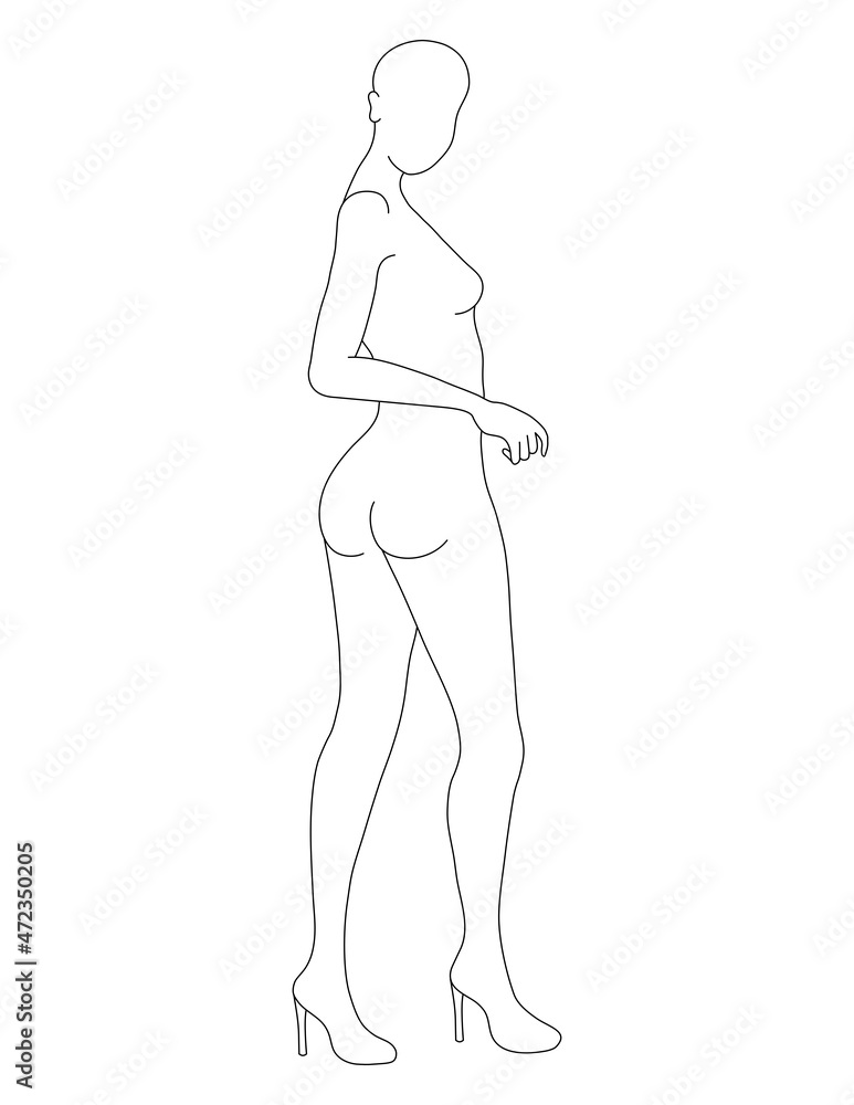 Fashion Croquis of Woman Model Template Back View
Fashion Croquis of Woman Model Template Back View