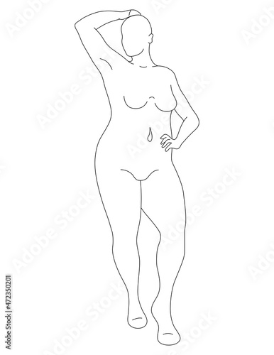 Fashion Croquis of Curvy Woman Model Template 