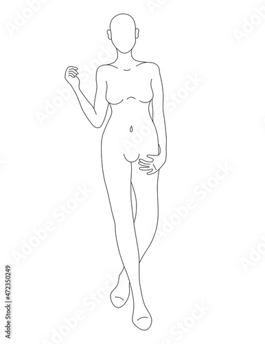 Fashion Croquis of Woman Model Template Posing 
