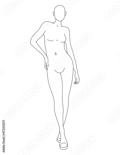 Fashion Croquis of Woman Model Template Posing 