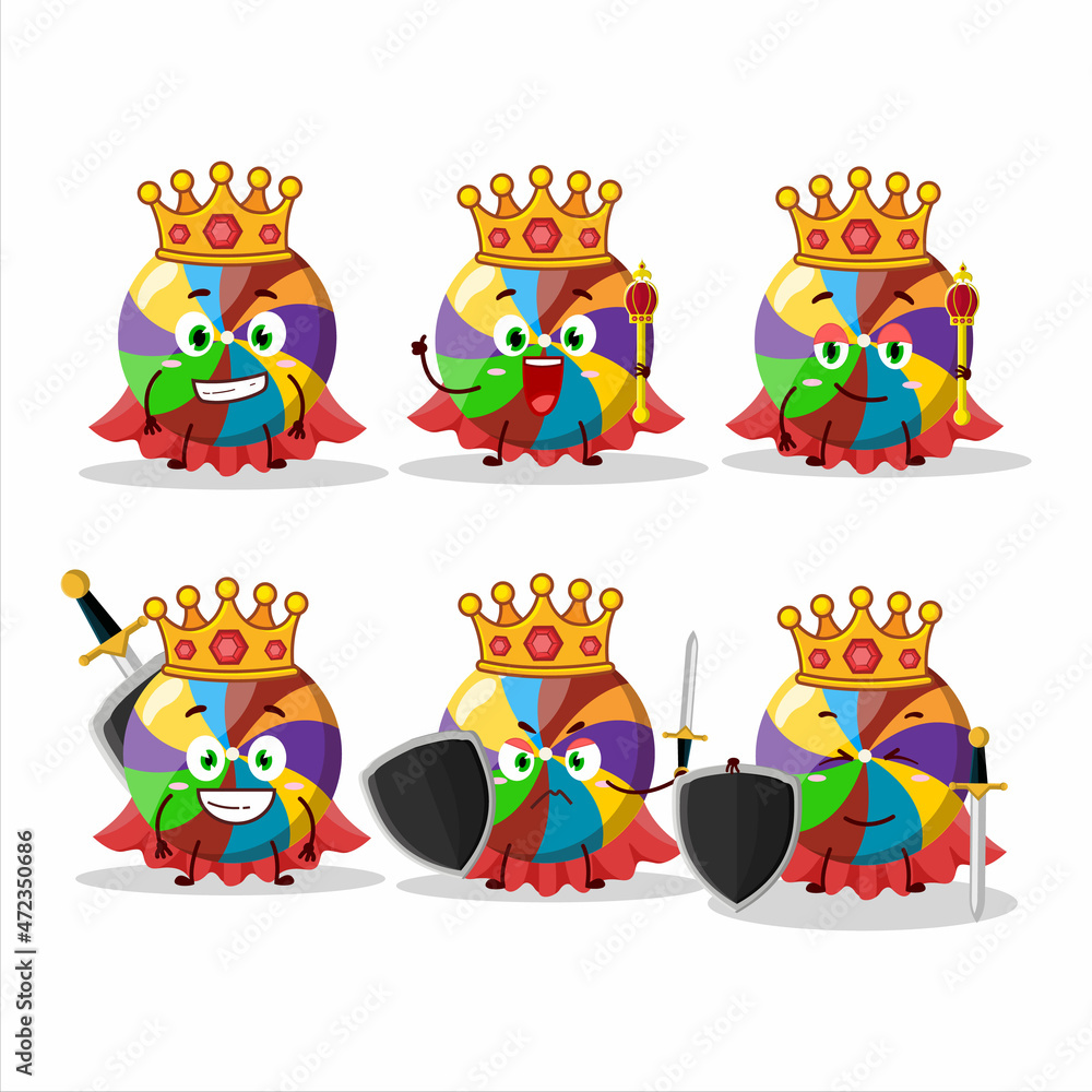 Fototapeta premium A Charismatic King rainbow candy cartoon character wearing a gold crown