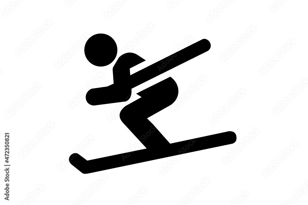 Skiing illustration, Ski and snowboarding Vector With Black Color Skiing illustration, Ski and snowboarding Vector With Black Color