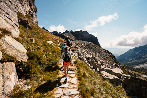 Hiking the Great Cold Valley/ velka studena dolina/ to Zbojnicka cottage and teryho cottage through priecne saddle. High Tatras National park , Slovakia. Slovakia landscape photo