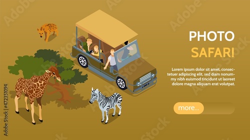 Isometric Safari Horizontal Banner