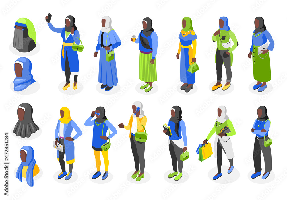 Hijab Isometric Recolor Set