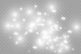 Vector sparkles on transparent background. Christmas abstract pattern. Sparkling magic dust particles
