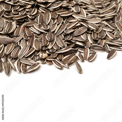 Fotografie Sunflower seeds isolated on white background