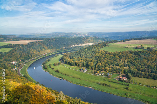 Blick über das Elbtal in der Sächsischen Schweiz, Deutschland
