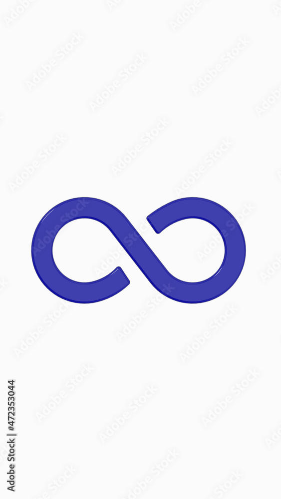 Infinity sign is blue, isolated on white background. Symbol of infinity. Vertical image Infinity sign is blue, isolated on white background. Symbol of infinity. Vertical image