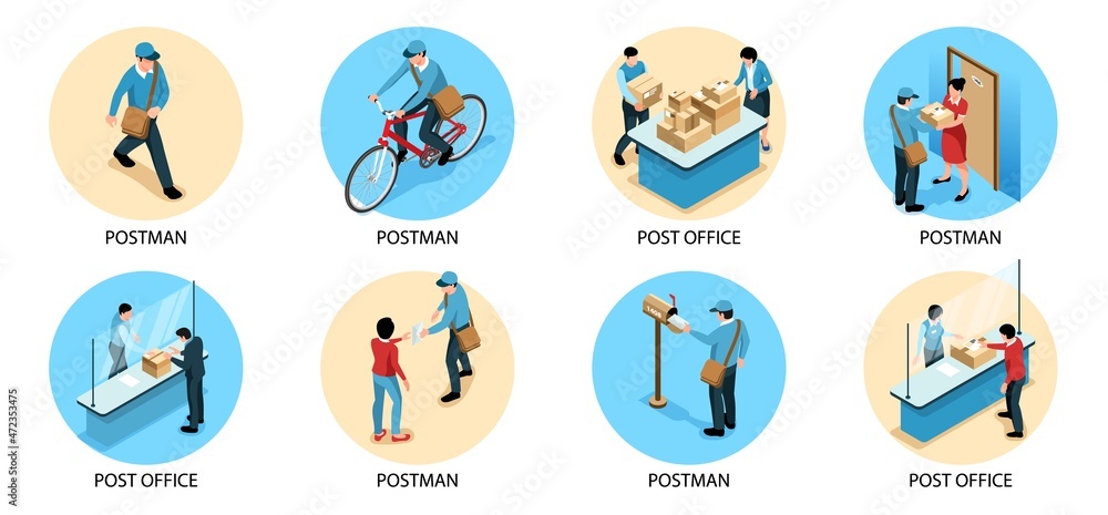Fototapeta premium Postal Service Round Compositions