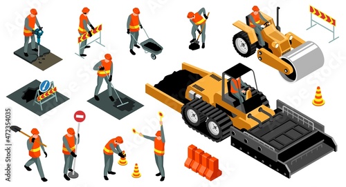 Isometric Road Repair Set