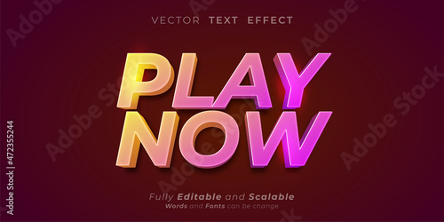 Editable text effect - Play now text style concept