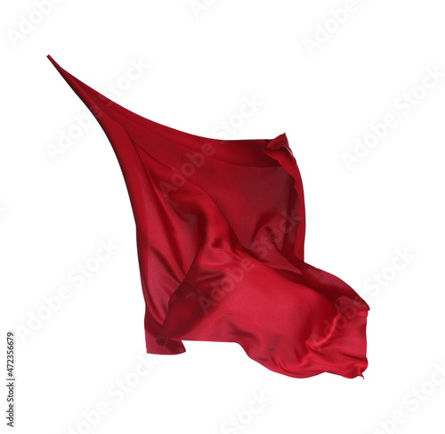 Beautiful delicate burgundy silk floating on white background