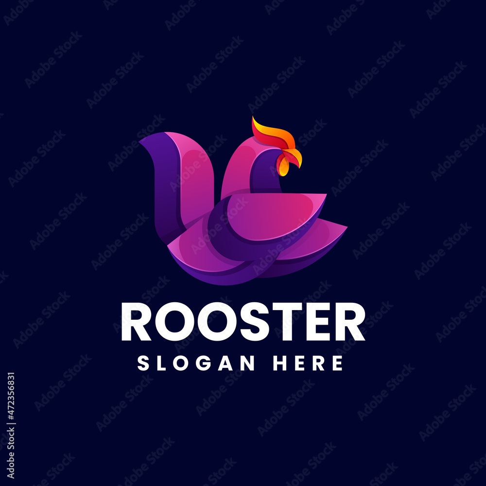 Fototapeta premium Vector Logo Illustration Rooster Gradient Colorful Style.