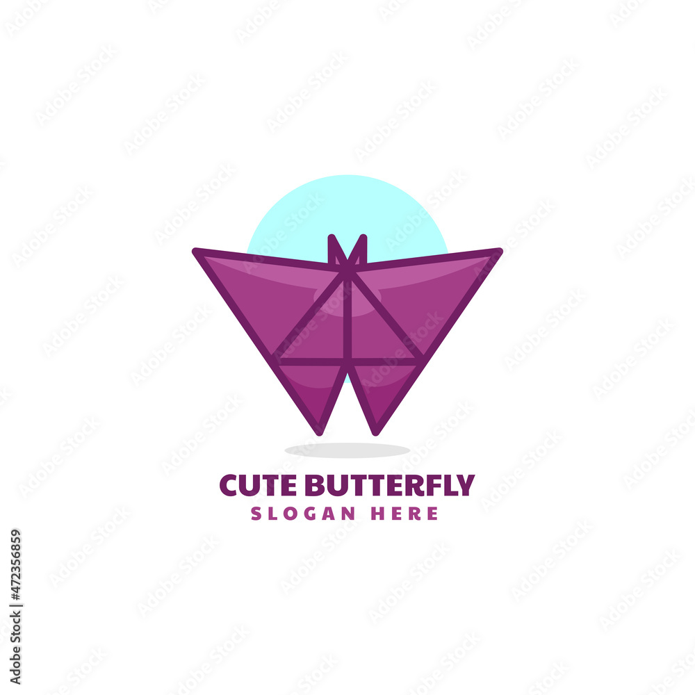 Obraz premium Vector Logo Illustration Butterfly Simple Mascot Style.